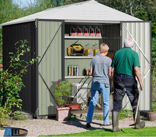 8x6FT Outdoor Storage Shed (8x6 / Gray)