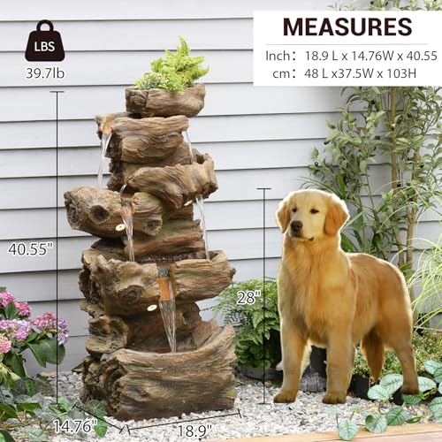40.6" H Wood Like Water Fountain Indoor & Outdoor 5 (Wood - 40.6 Inch)