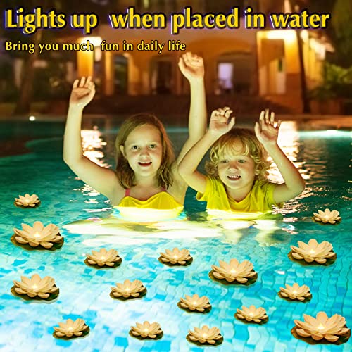 18 Pcs 3.94 5.91 in Floating Lotus Lights with Battery (3.94/ 5.91 Inch / White)