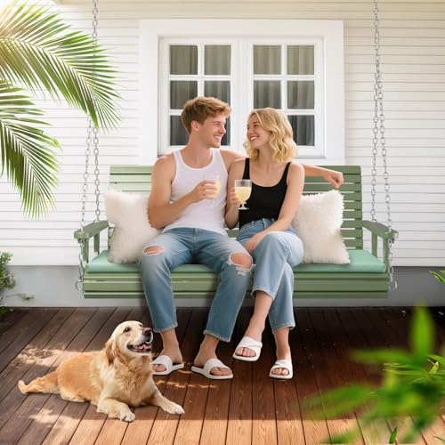 5 FT Heavy Duty Porch Swing with Cushion (Green / 5 FT)
