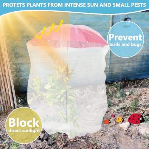 3Pcs Plant Umbrellas Net for Outdoor Plants 25" Garden Plant Shade Umbrella (MuliColor-Umbrellas With Net)