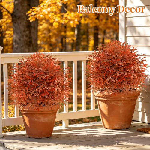 2 Pack Fall Artificial Cedar Topiary Balls with Ground Spike (Fall Cedar)