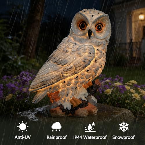 Solar Owl Garden Outdoor Statue (White-owl)