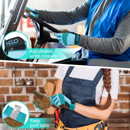 Work Gloves for Women (Large (Pack of 1) / Coffee-blue)