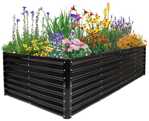 8×4×2ft Galvanized Raised (Black / Rectangle 8×4×2 Ft (1 Pc))
