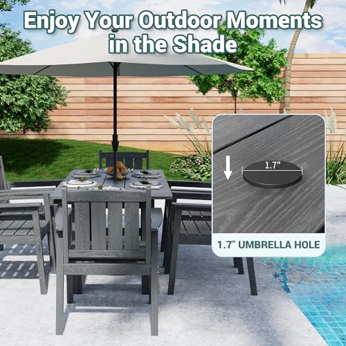 Patio Dining Table Set (Grey / 6-Seat(7PCS)66.7"Table)