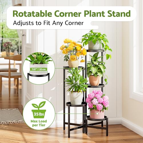 Tall Plant Stand Indoor Outdoor (BlackDisk / 5-tiers)