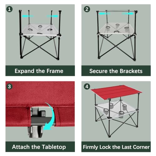 2 Tier Folding Camping Table (Red 30D x 24W x 28H inches)