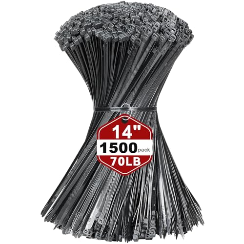 14 Inch Black Nylon Zip Ties (14" (70lb))