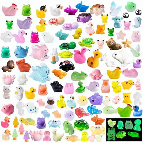 135 Pcs Mini Resin Animals Tiny Resin Animal Miniature Animals Figurines Small Little Animal Figures Bulk for Fairy Garden Micro Landscape Accessories Dollhouse Hide Crafts Décor