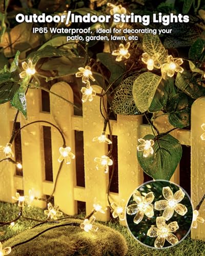 2 Pack Total 52FT 120 LED Solar String Lights Flower Outdoor Waterproof Fairy Lights for Garden Yard Fence Patio Christmas Tree Wedding Party Decor (120 Count)