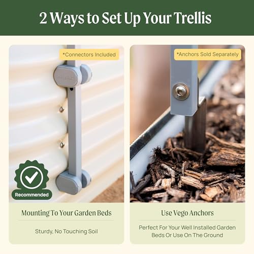 Modular Arched Trellis System 4.5' Long Trellis for 2.0' x 6.5' or 3.5' x 6.5' or 2.0' x 8.0' Garden Bed for Climbing Plants like Cucumber Beans Tomatoes & Vines