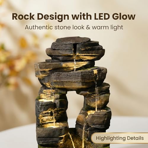 Arch Garden Fountain with LED Lights (Dark Gray)