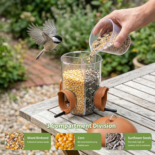 LONA Bird Feeder with 3 Compartments (Brown / MAX)