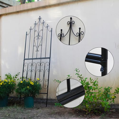 Garden Trellis for Climbing Plants 70.8" H x 25.6" W Metal Premium Quality Material Rust (70.8 inch-1 pack / Black)