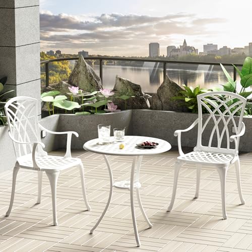 Patio Bistro Set 3 Piece (Woven / White)