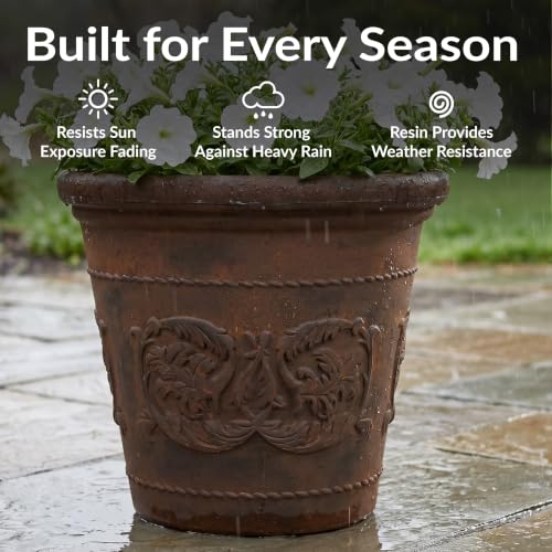 Sunnydaze Arabella 19.5'' Plastic Planter Pot for Plants (Rust / 19.5 in)