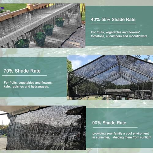 Shade Cloth for Garden (12FTx20FT / 90% Shade-Black)