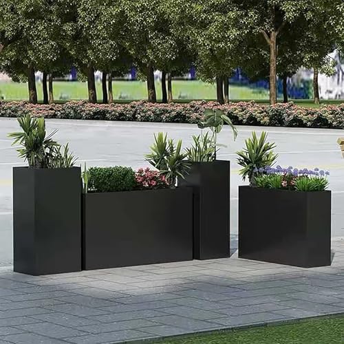 Metal Rectangular Planter Box 24" L x 12" W x 24"H Black Tall Metal Planter
