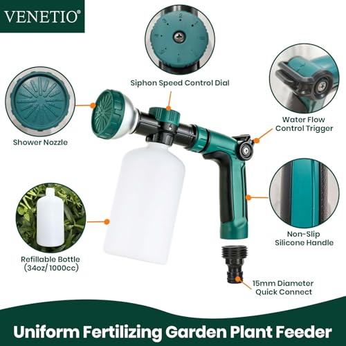 8 Dial Hose Attachment Spray Gun for Liquid Fertilizer (Garden Feeder Pro (34 oz))