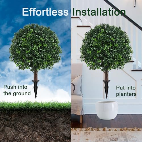 2 Pack UV Resistant Artificial Boxwood Plants Outdoor Topiary (Boxwood)