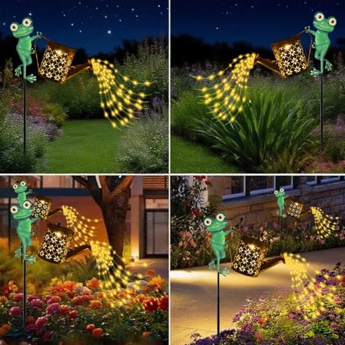 Solar Watering Can with Cascading Lights Outdoor Garden Decor (B.Frog)