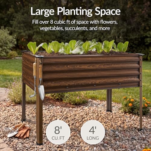48x24x30in Galvanized Raised Garden Bed (48x24x30in / Dark Brown Wood Grain)