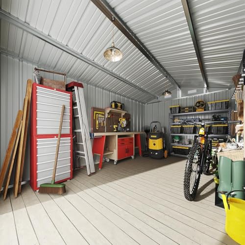 12 x 10FT Outdoor Storage Shed with Double Hinged Large Door (Brown / 10'x12')
