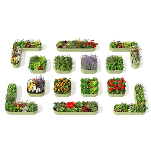 14 Pack Galvanized Raised Garden Beds Kit (Green / Set of 14)