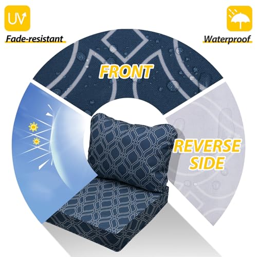 Outdoor Chair Cushions (Slate Blue Vine Trellis / 21"x21"x3" / 21"x17")