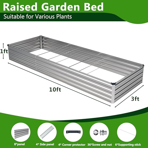 2PCS 10x3x1ft Galvanized Raised Garden Bed (2 Count)