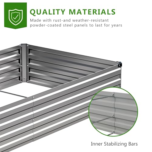 2PCS 6x3x1ft Galvanized Raised Garden Bed (6x3x1(2PCS) / Sliver)
