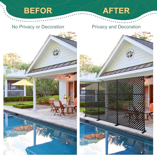 72" H47" W Metal Outdoor Privacy Screen (Black Parallel / 72" H×47" W)