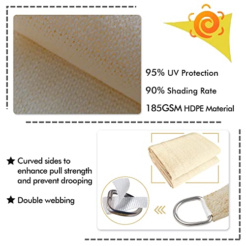 23'X24' Sun Shade Sail Cream Curved Rectangle Customizable