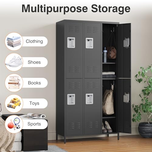 Metal Lockers for Employees (6 Door / Black)