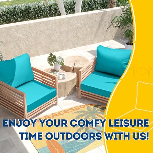 Outdoor Chair Cushions (Turquoise Blue / 23.5"x25.5"x5" / 23.5"x19")