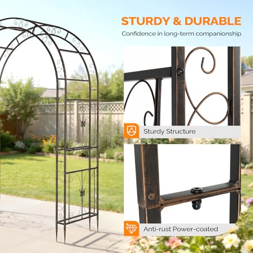 Garden Arbor Arch Archway for Wedding Ceremony Party (Bronze / 7.9 FT)