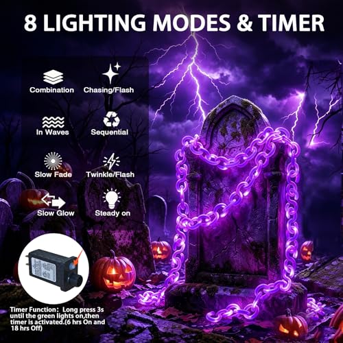 16.4 ft Halloween Chain Lights (Purple / 16FT)