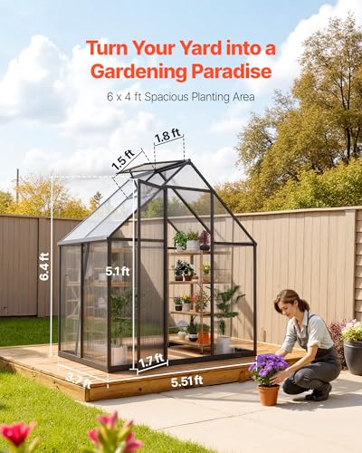 6 x 4 FT Polycarbonate Greenhouse (6*4 Ft)