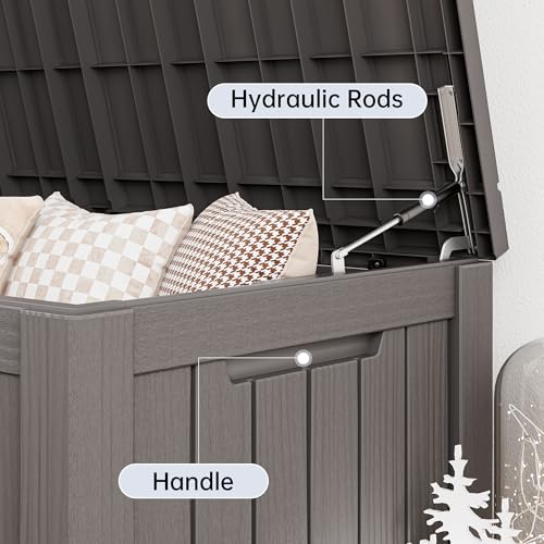 160 Gallon Outdoor Storage Box Waterproof Deck Box for Patio (Grey / 160 Gallon)