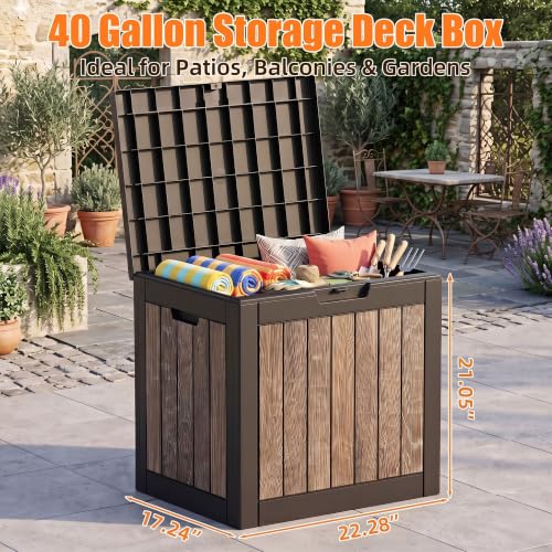40 Gallon Outdoor Deck Box (Cherry Wood / 40 Gallon)