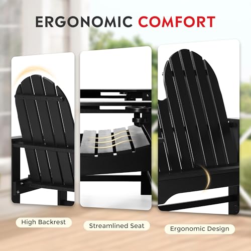 Outdoor Patio HDPE Adirondack Garden Skinny Bench (Black / 51.5IN)