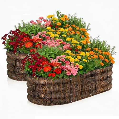 2 Pack Galvanized Raised Garden Beds Outdoor (Brown 2 Pcs / 4 x 2 x 1 ft)