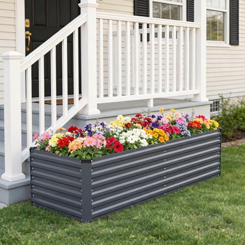 Galvanized Metal Raised Garden Bed 8×3×2FT (Gray / 8×3×2ft)