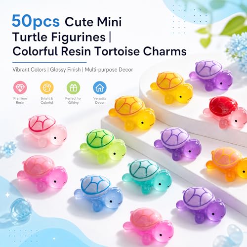 50 Pcs Luminous Small Resin Turtles Mini Sea Turtle Animal Figures (Small)
