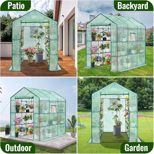 Greenhouse 57 x 85 x 76'' Portable Green House for Outdoor Indoor (Large Green)