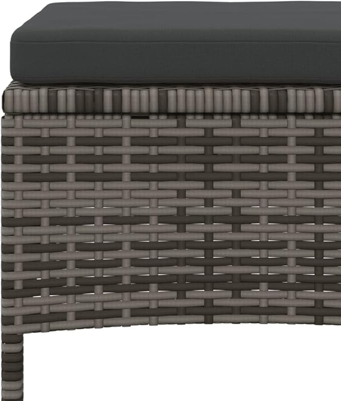 Grey 2 Seater Garden Sofa Set with Tea Table and Footstools PE Rattan Outdoor Patio Furniture for Balcony Terrace and Backyard