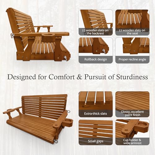 Wooden Porch Swing (Cedar Tone / 4.5 FT Extra Large)