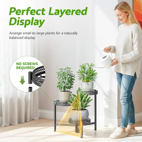 Metal Plant Stand Indoor Outdoor (BlackWave / 3-tiers)