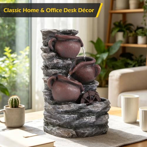 Water Fountain Tabletop Waterfall Fountains Indoor with LED (Style 13)